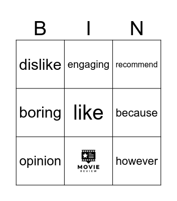 Opinion and subjective language Bingo Card