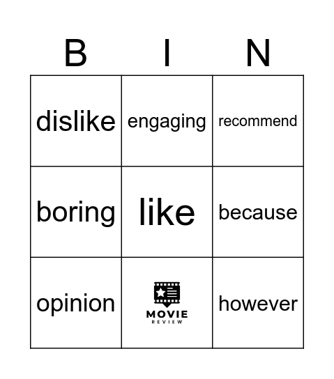 Opinion and subjective language Bingo Card