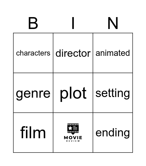 Objective and Film Vocabulary Bingo Card