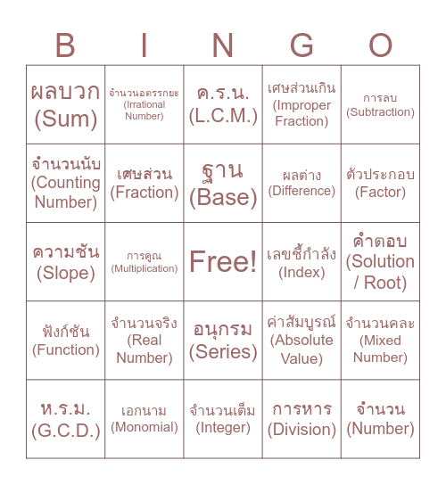 BINGO GO GO GO Go!! Bingo Card