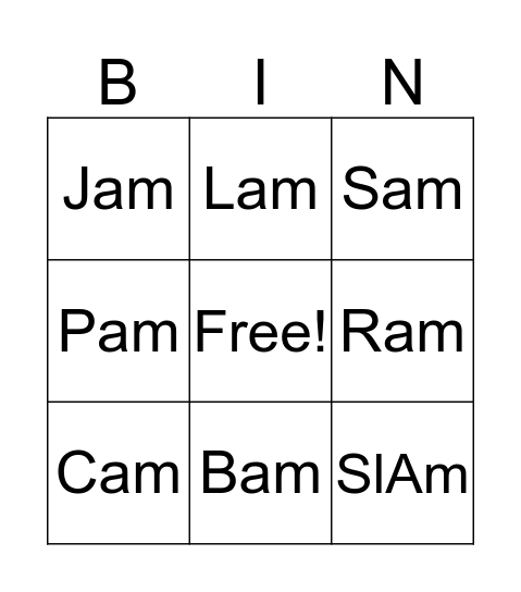 The Ram and the Jam Bingo Card