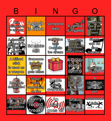 Shaun of the Dead Bingo Card