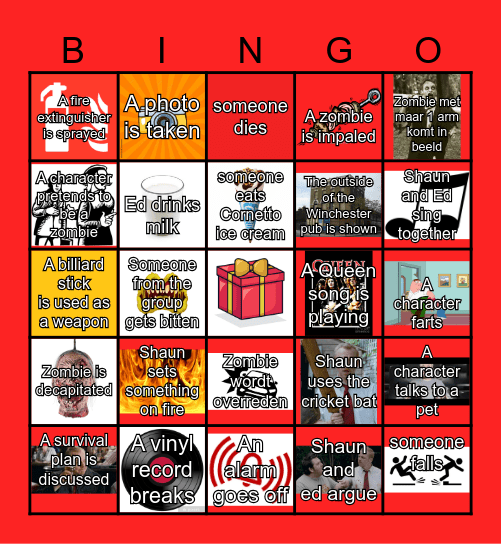 Shaun of the Dead Bingo Card