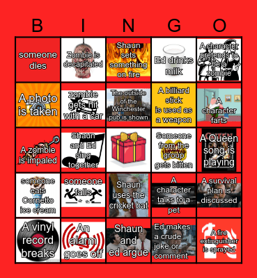 Shaun of the Dead Bingo Card