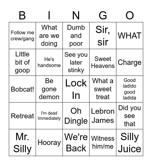 BurntPeanut Bingo Card