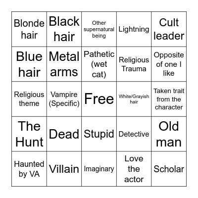 Ray's type Bingo Card