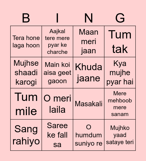 Dil Se Housie Bingo Card