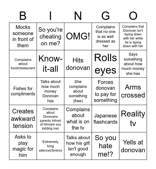 Ryann bingo Card