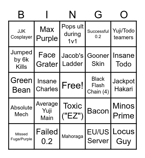 JJS BINGO Card