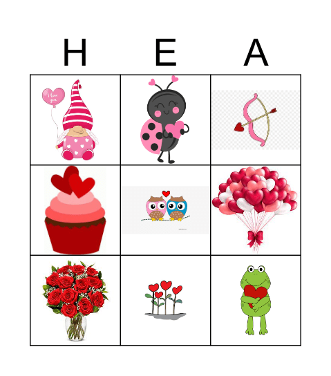 Valentines Day Bingo Card