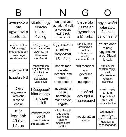 Keress valakit, aki... Bingo Card