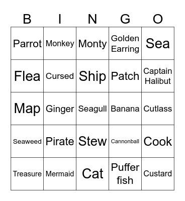 Captain Cat Bingo Card