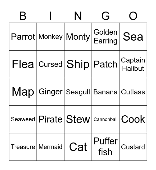Captain Cat Bingo Card