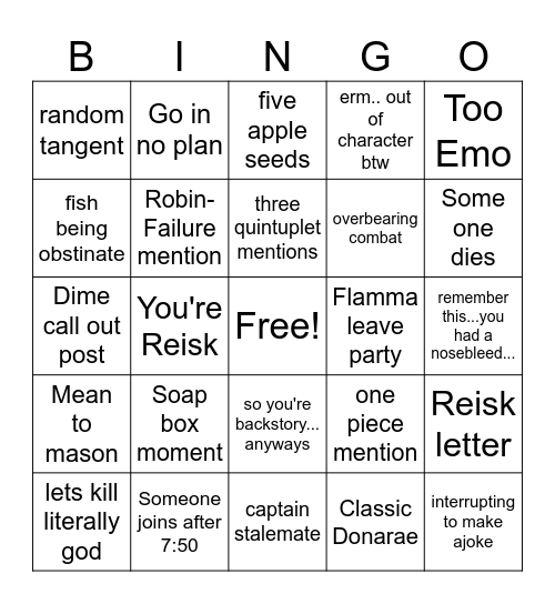 Untitled Bingo Card