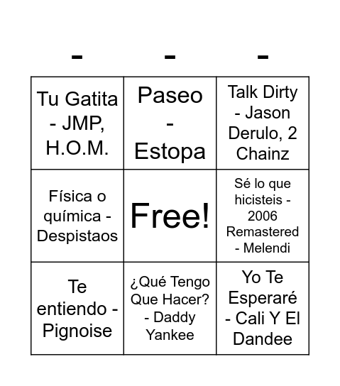 LA VERBENA DE MIS 30 Bingo Card