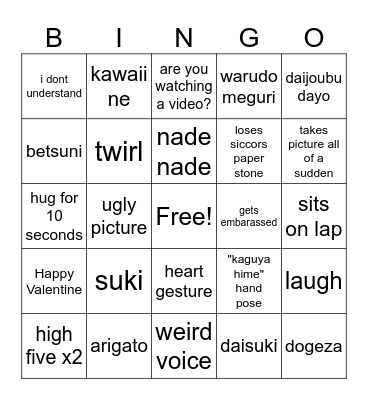 Valentine Bingo Card