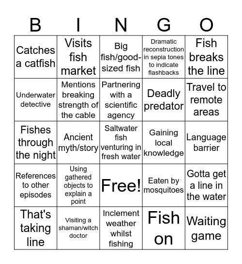 River Monster Bingo Card