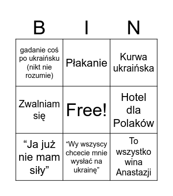 Tatiana Bingo Card
