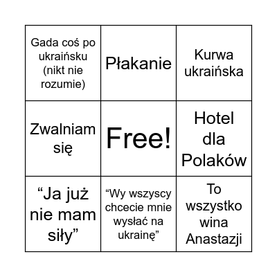 Tatiana bingo Card