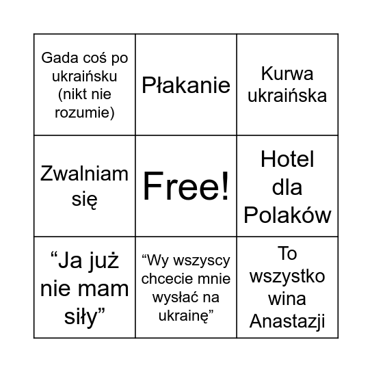 Tatiana bingo Card