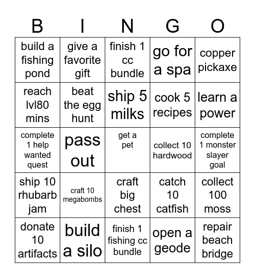 stardew bingo Card