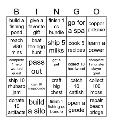 stardew bingo Card