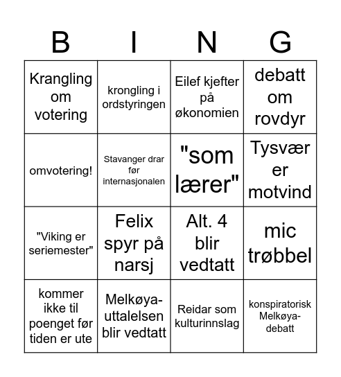 Årsmøtebingo 2026 edition Bingo Card