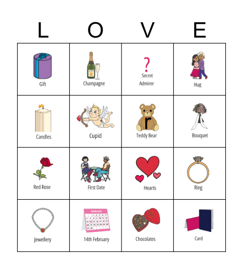 EFS Valentine's day Bingo Card