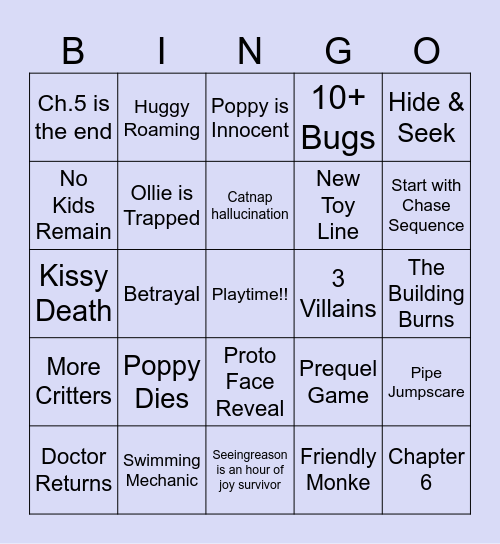 Poppy Playtime Ch.5 Bingo Card