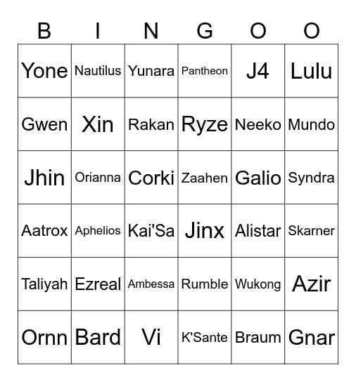 LCS SEN vs DSG Bingo Card