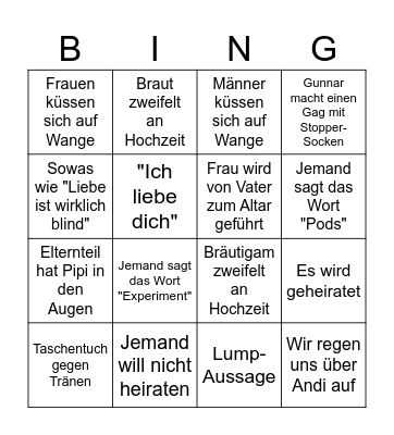 Love is Blind Bingo Card