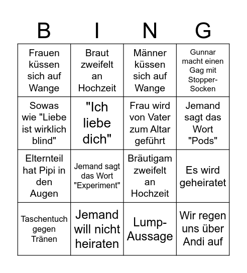 Love is Blind Bingo Card