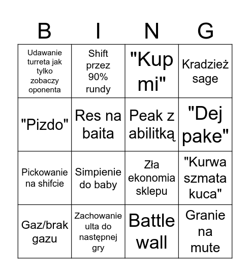 Żulietta valorant edition Bingo Card