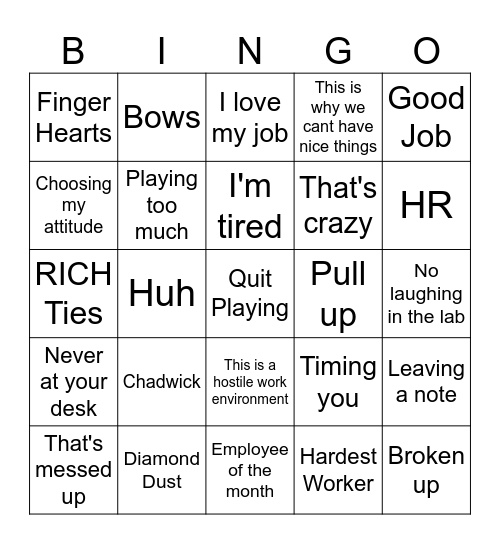 Work friend BINGO Card