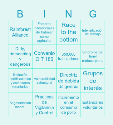 Repaso - Comida y Poder Bingo Card