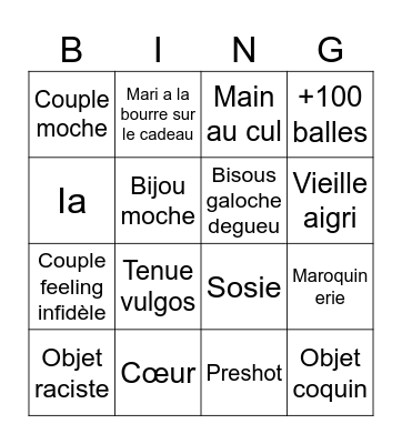 Marché saint valentin Bingo Card