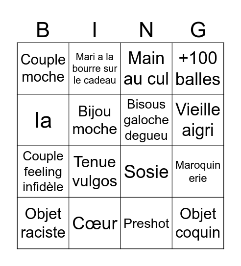 Marché saint valentin Bingo Card