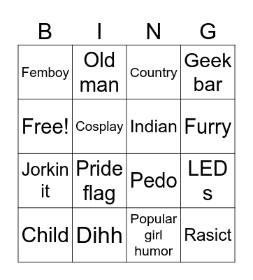 Omegle bingo Card