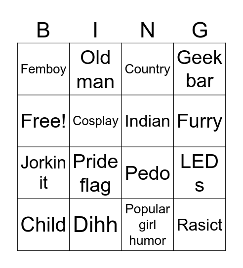 Omegle bingo Card