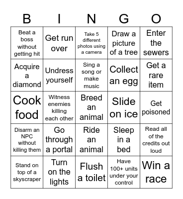 Anygame Bingo Card