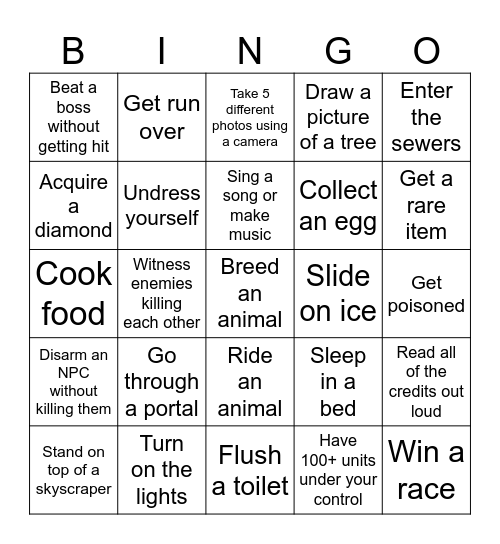 Anygame Bingo Card