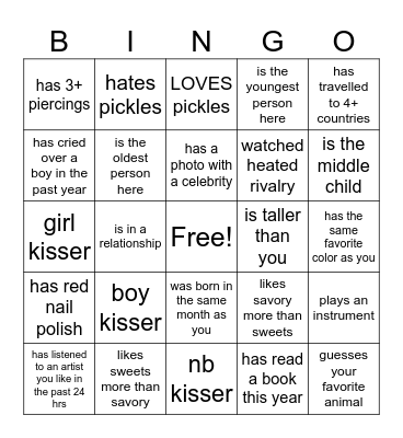 Galentine’s find the guest Bingo Card