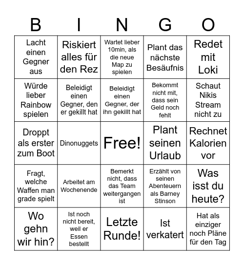 Stefan Warzone Bingo Card