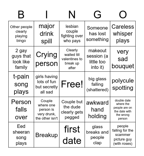 valentines bingo Card