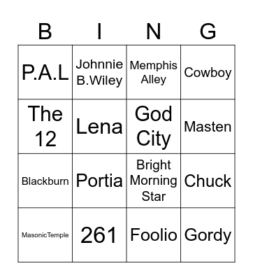 Cold Spring Bingo Card
