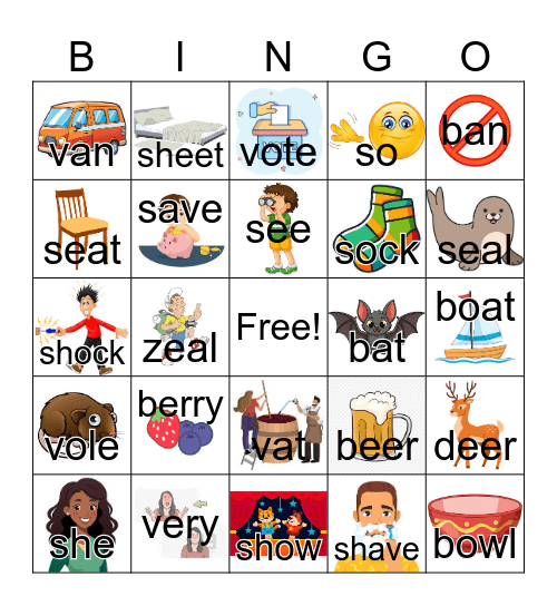 Minimal Pair Bingo #3 Bingo Card