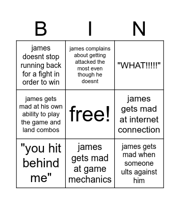 james jjs board bingo Card