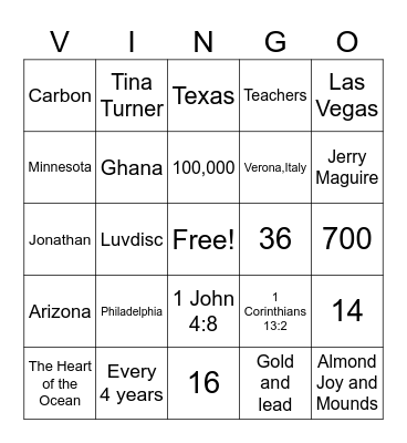 Valentine Bingo Card