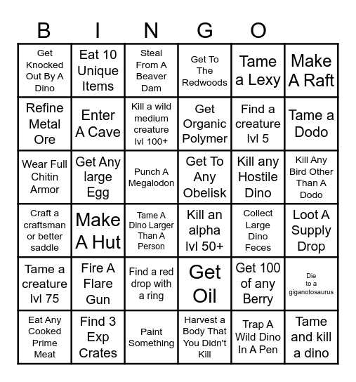 Ark Bingo Card