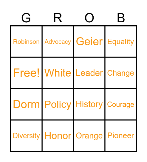 G-ROB Bingo!! Bingo Card
